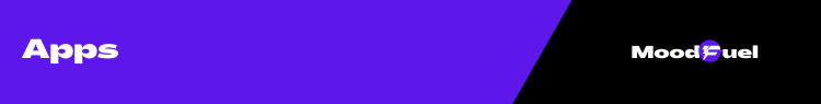 On left, in purple with white letters: Apps. On right in black with white letters: Moodfuel logo