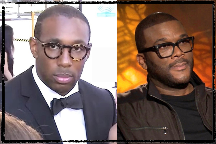 Photos of 2 Black men w/cropped, black hair and wearing glasses