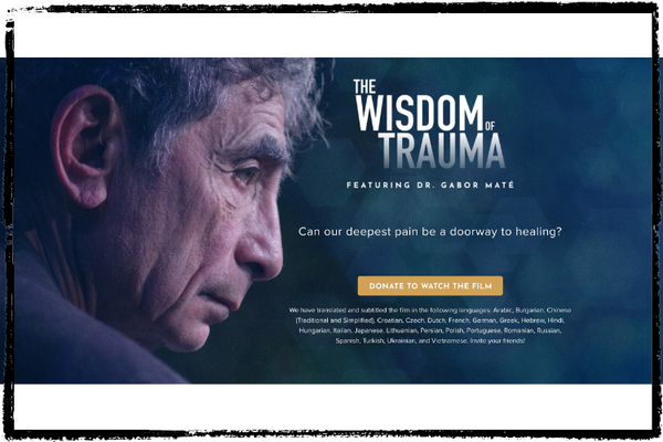 Photo of an older, white man w/curly gray hair looking to the right. The documentary title and donation info is to the r