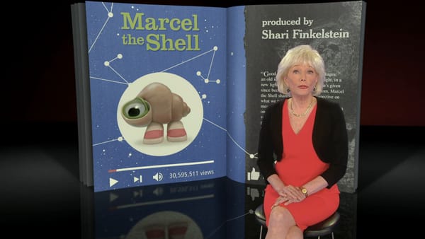 Image of classic 60 Minutes intro featuring Lesley Stahl and a photo of Marcel the Shell